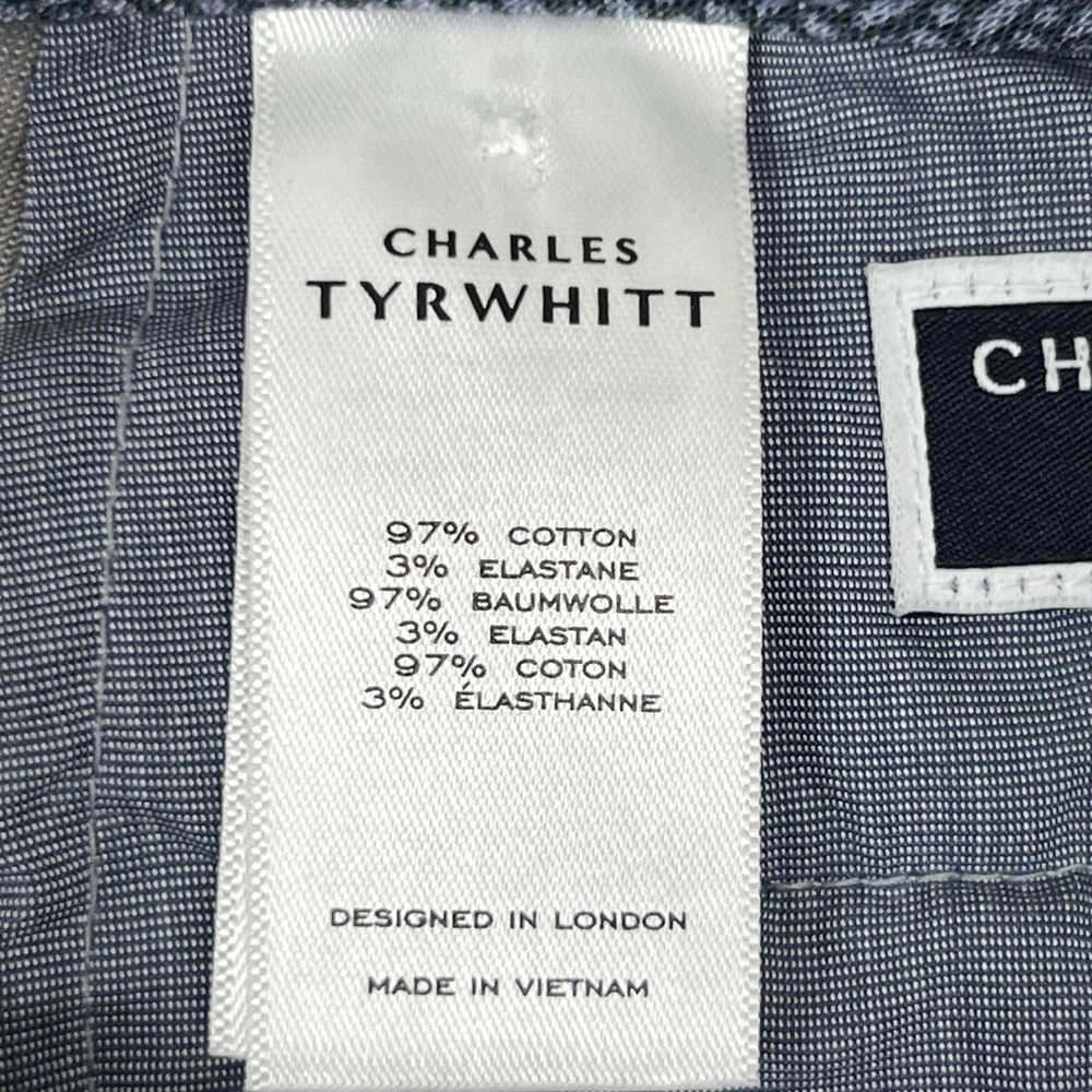 Charles Tyrwhitt Classic Fit Dress Pants 34x32 Light Gray Non-Iron Flat Front - Picture 10 of 10